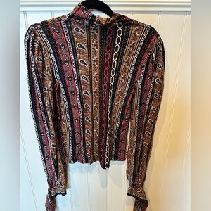 Ladies Women’s Size Small Black White & Gold Long Sleeve Turtleneck Neck…